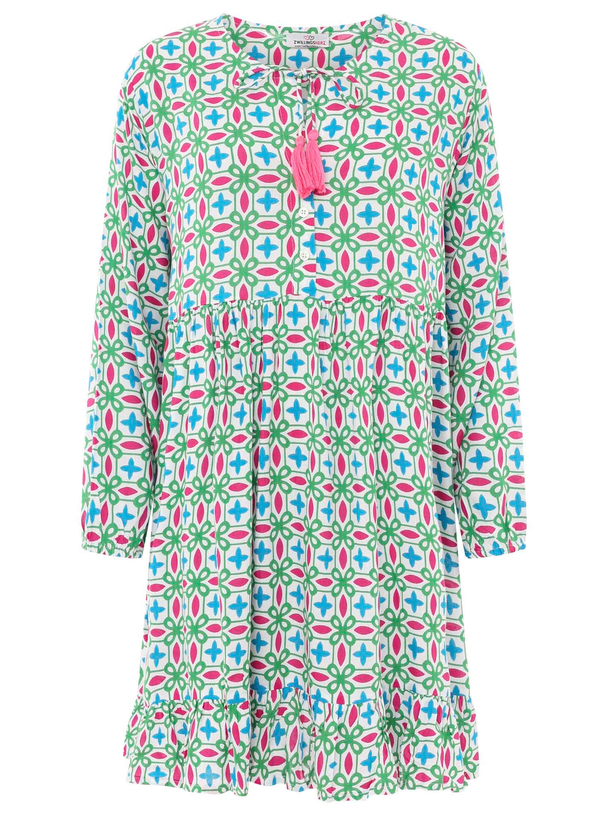 Zwillingsherz - Kleid/Tunika mit Muster - Grün/Pink