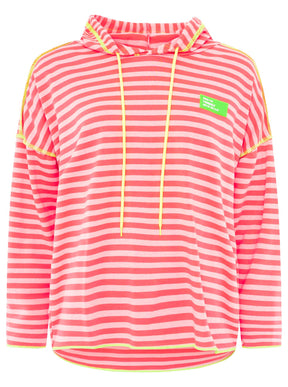 Zwillingsherz Hoodie "Neon Streifen" - Pink
