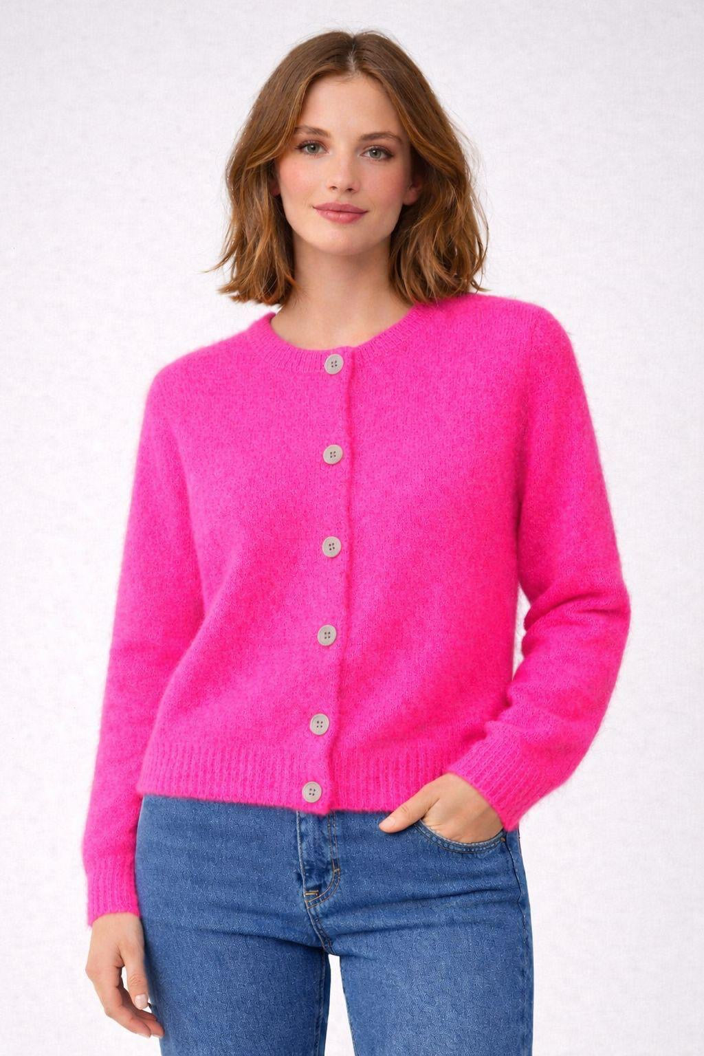 Flair - Cardigan mit feinem Kid Mohair - Neon Pink