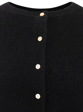 Zwillingsherz Kaschmir Strickjacke Perlmutt (100% Cashmere) - Schwarz