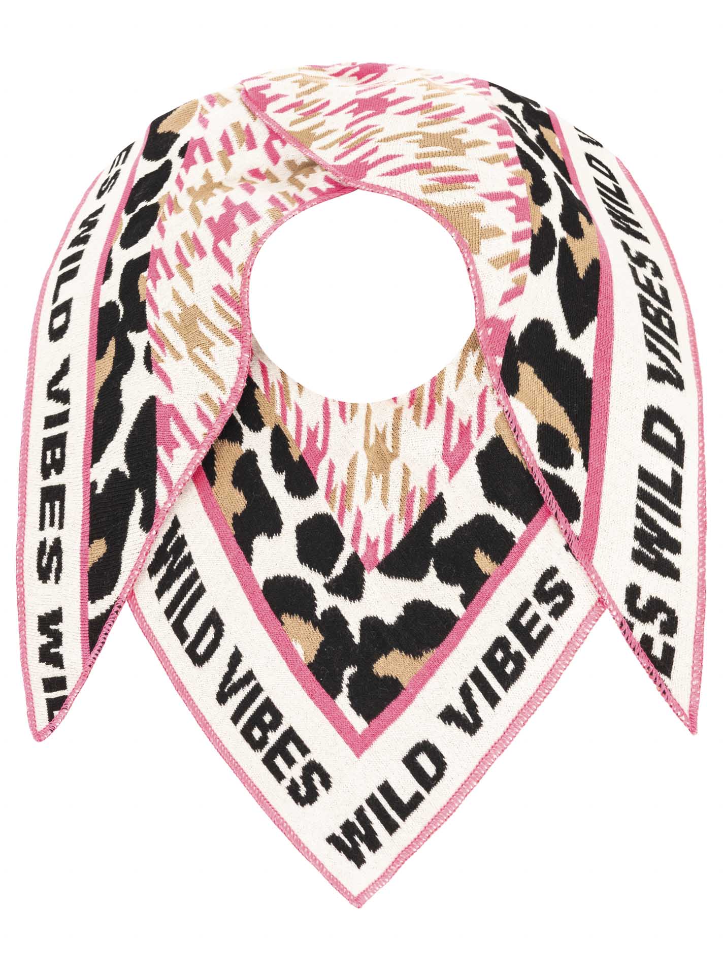 Zwillingsherz Schal - Dreieckstuch "Wild Vibes Hahnentritt" - Beige/Pink