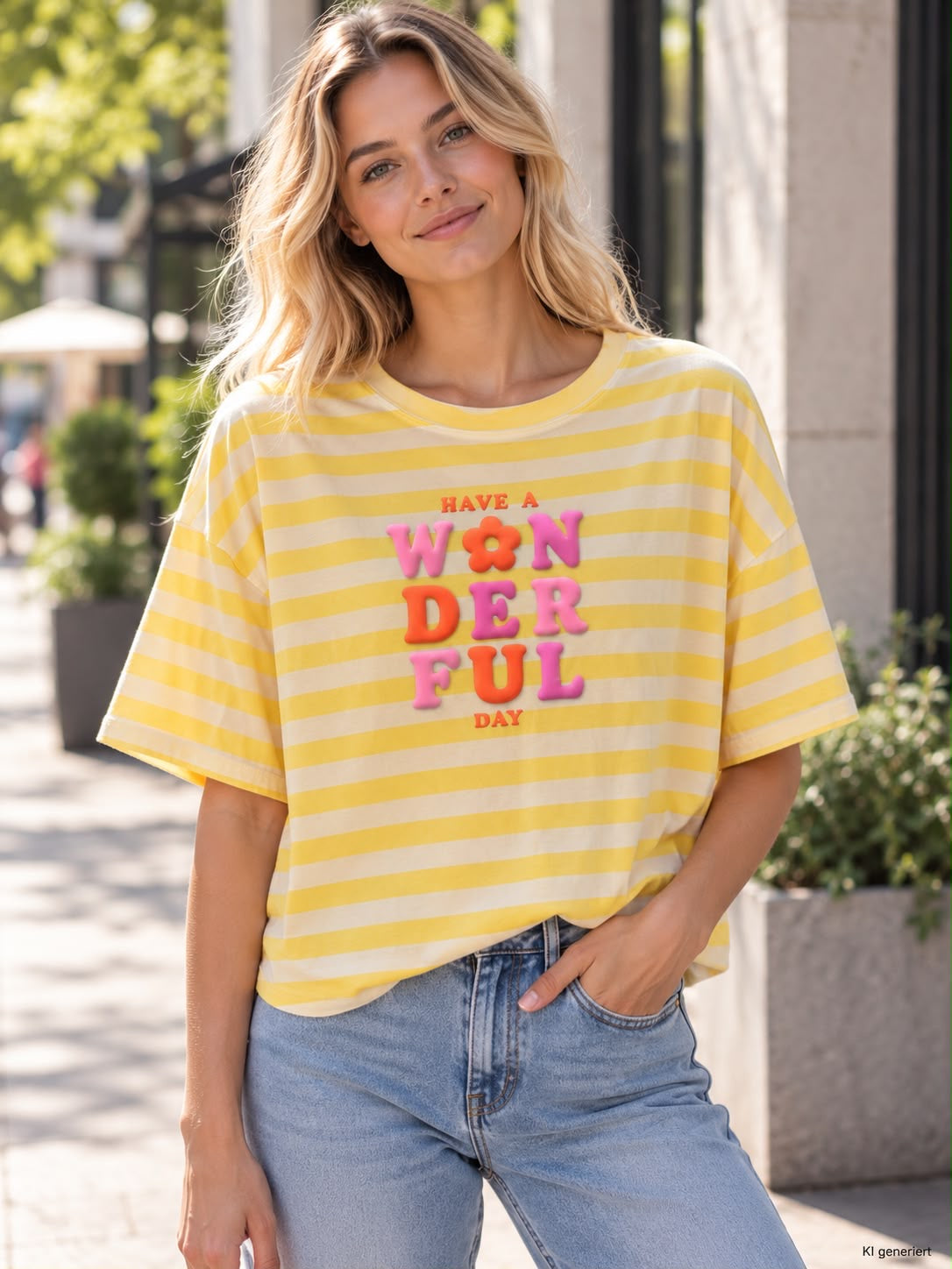 Zwillingsherz - T-Shirt "Have a Wonderful Day" - Gelb