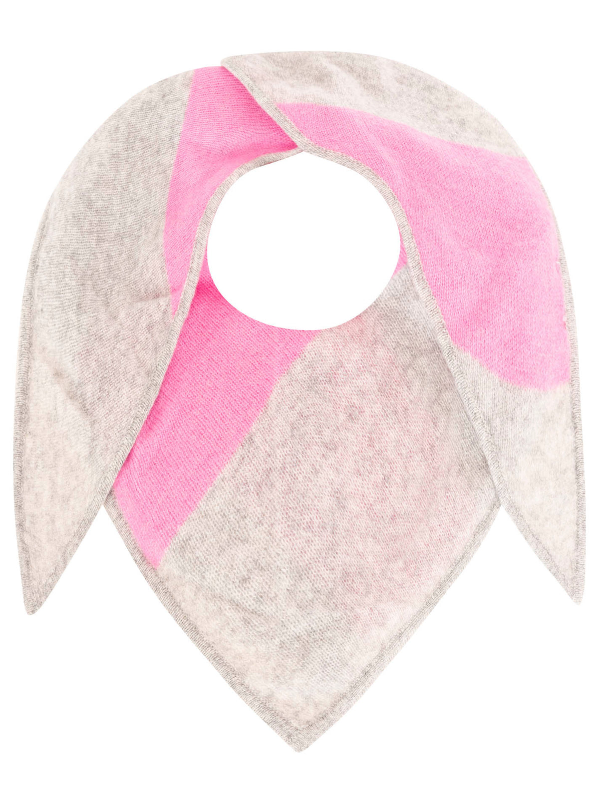 Zwillingsherz Kaschmir Schal - Dreieckstuch Blockstreifen (100% Cashmere) - Grau/Pink