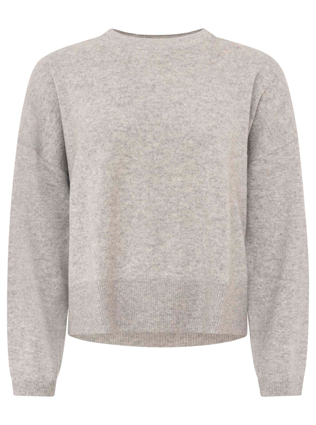 100% Kaschmir Rundhalspullover "Kastig" - Hellgrau