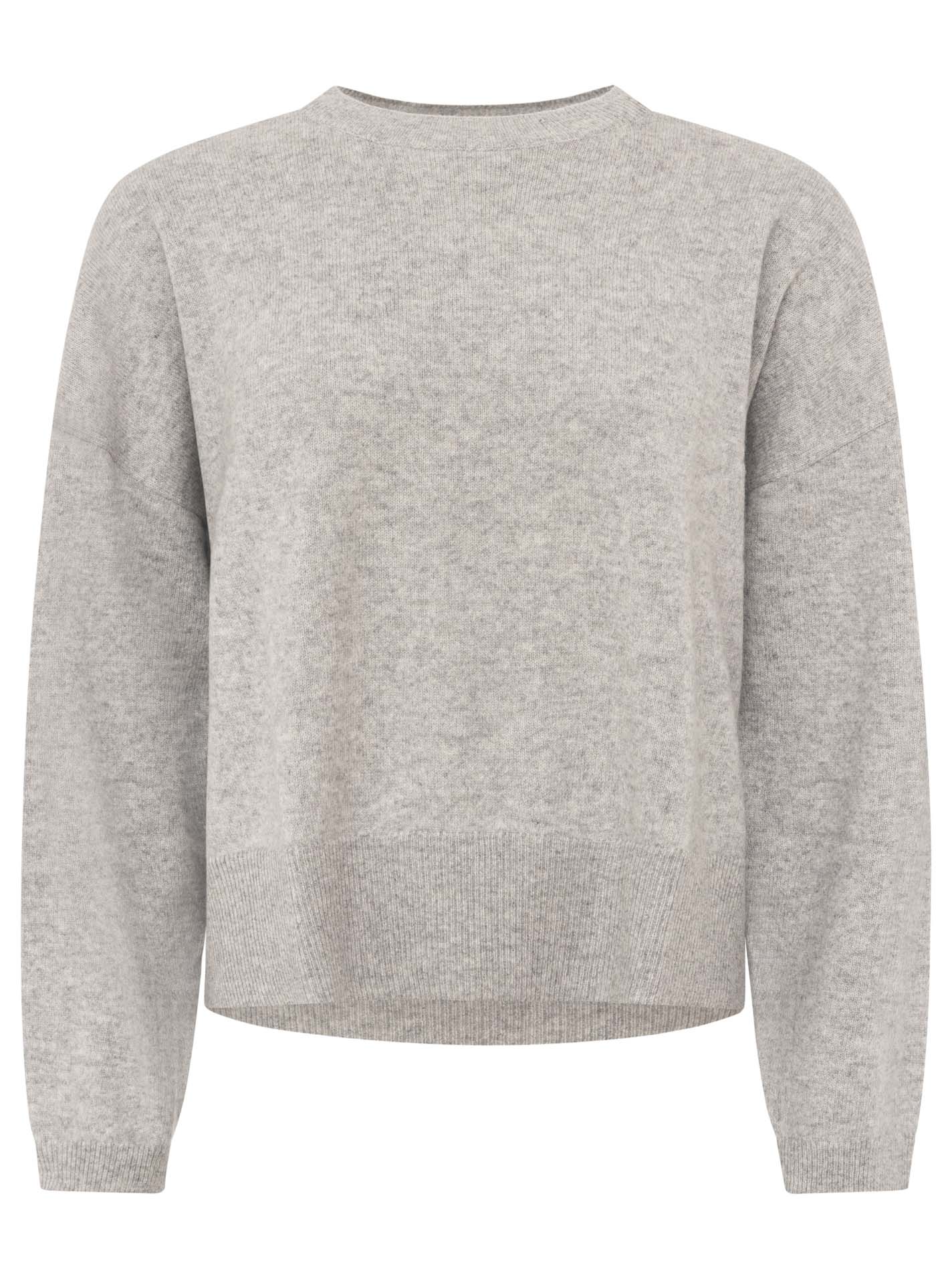 100% Kaschmir Rundhalspullover "Kastig" - Hellgrau