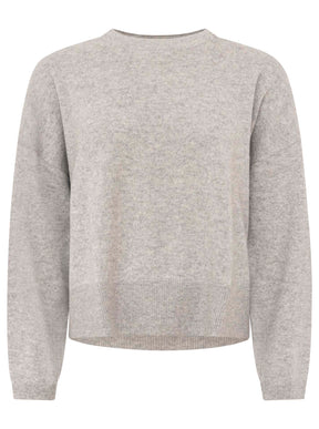 100% Kaschmir Rundhalspullover "Kastig" - Hellgrau