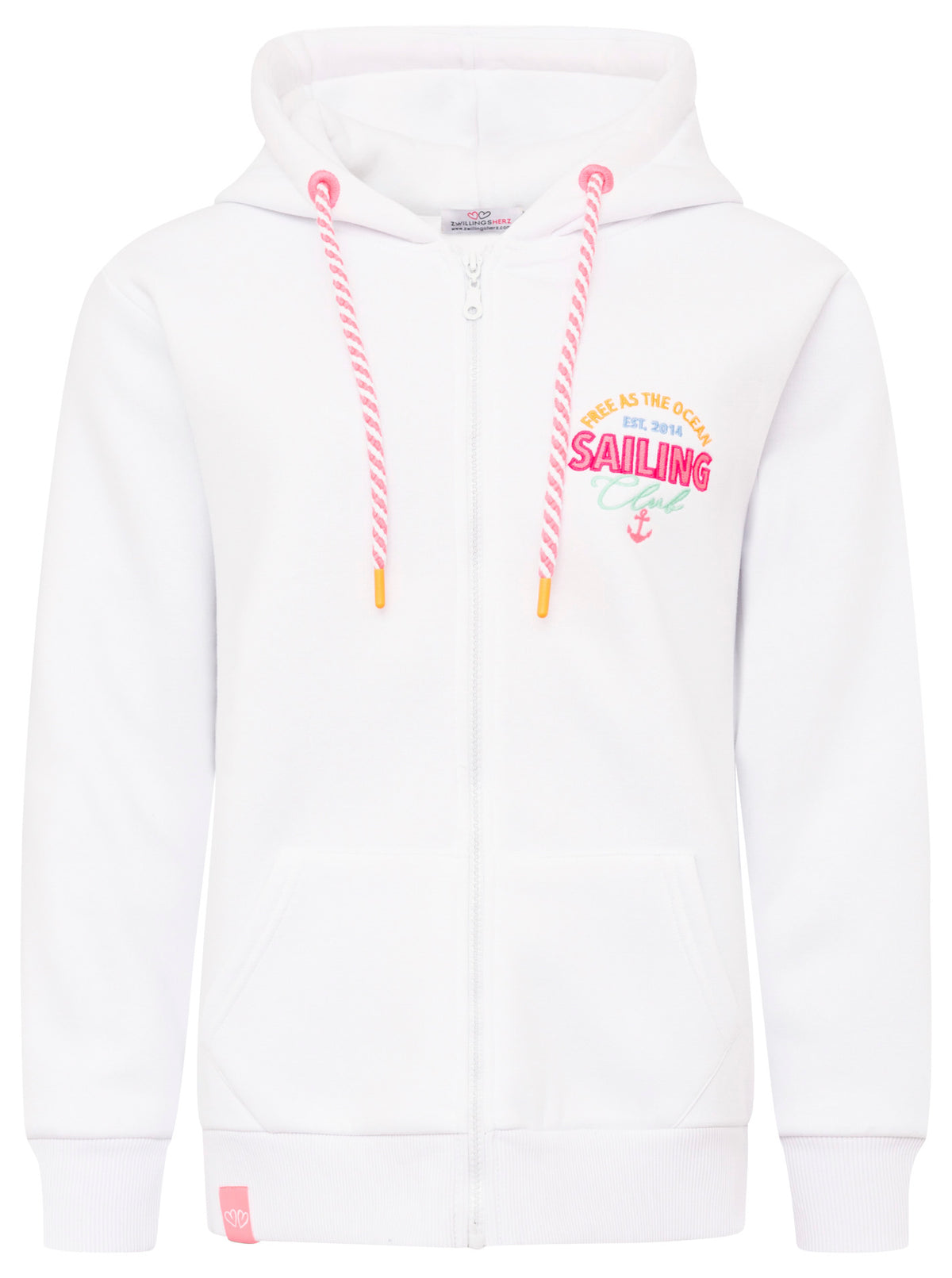 Zwillingsherz - Hoodiejacke "Free Ocean Anker" - Weiß/Pink