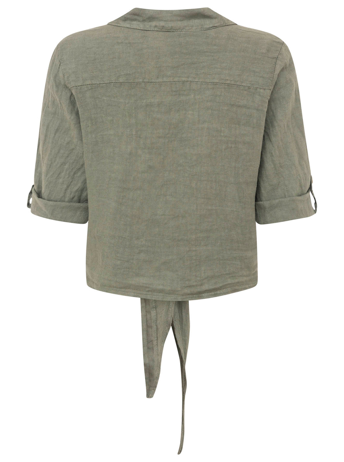 Zwillingsherz - 100% Leinen Bluse mit Knopfleiste - Khaki