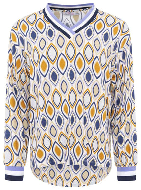 Zwillingsherz - Blusenshirt Ornamente - Blau/Gelb