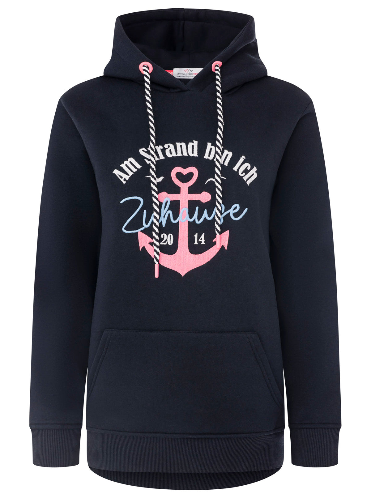 Zwillingsherz - Hoodie "Strand Zuhause" - Marineblau