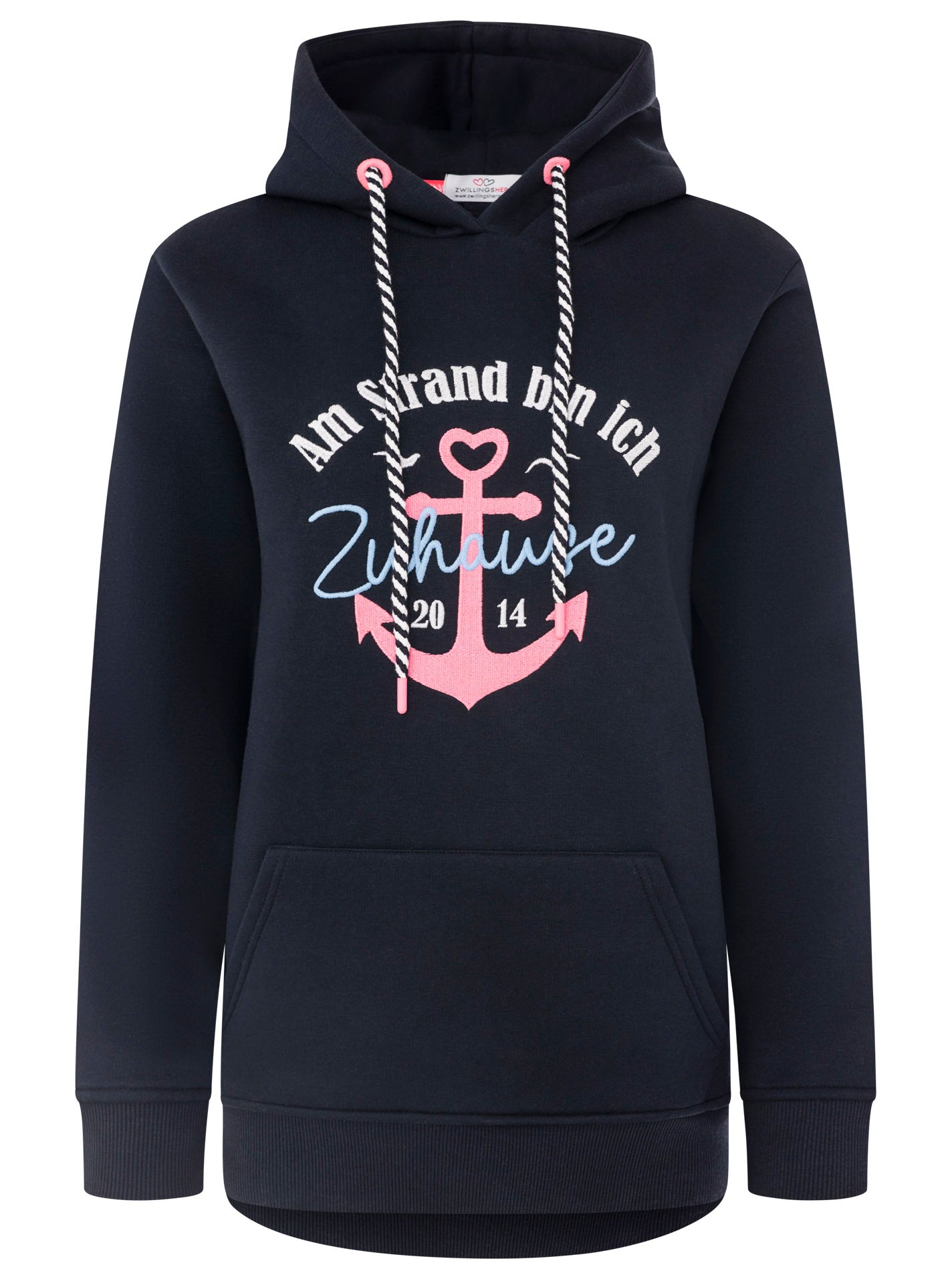 Zwillingsherz - Hoodie "Strand Zuhause" - Marineblau