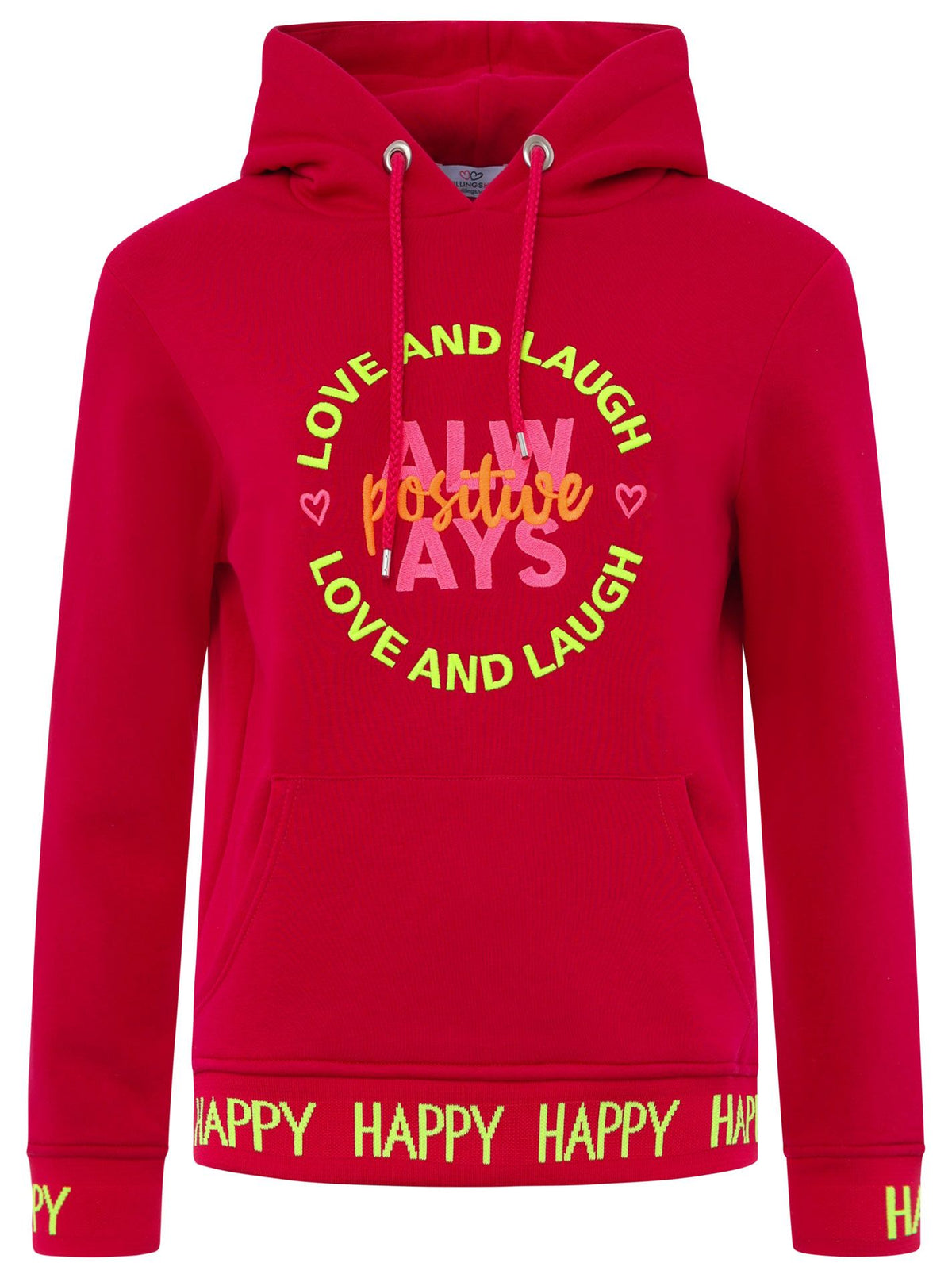 Zwillingsherz - Hoodie "Always Happy" - Magenta/Neongelb