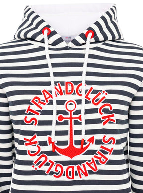 Zwillingsherz - Hoodie "Streifen Strandglück" - Dunkelblau/Pink