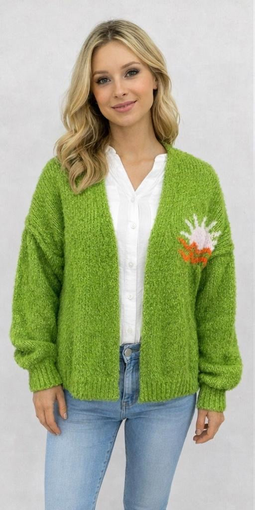 Cardigan "St Tropez" - Made in Italy - Giftgrün