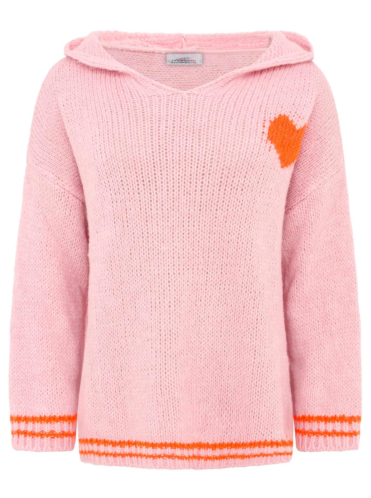 Oversize Strick Hoodie „Herz“ - Made in Italy - Pink
