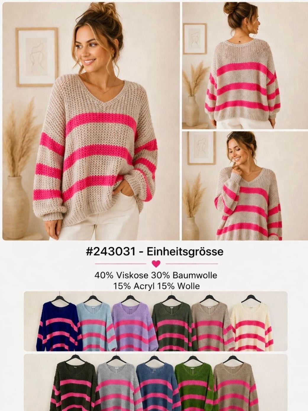 Flair - Pullover Grobstrick - 'Blockstreifen'︎