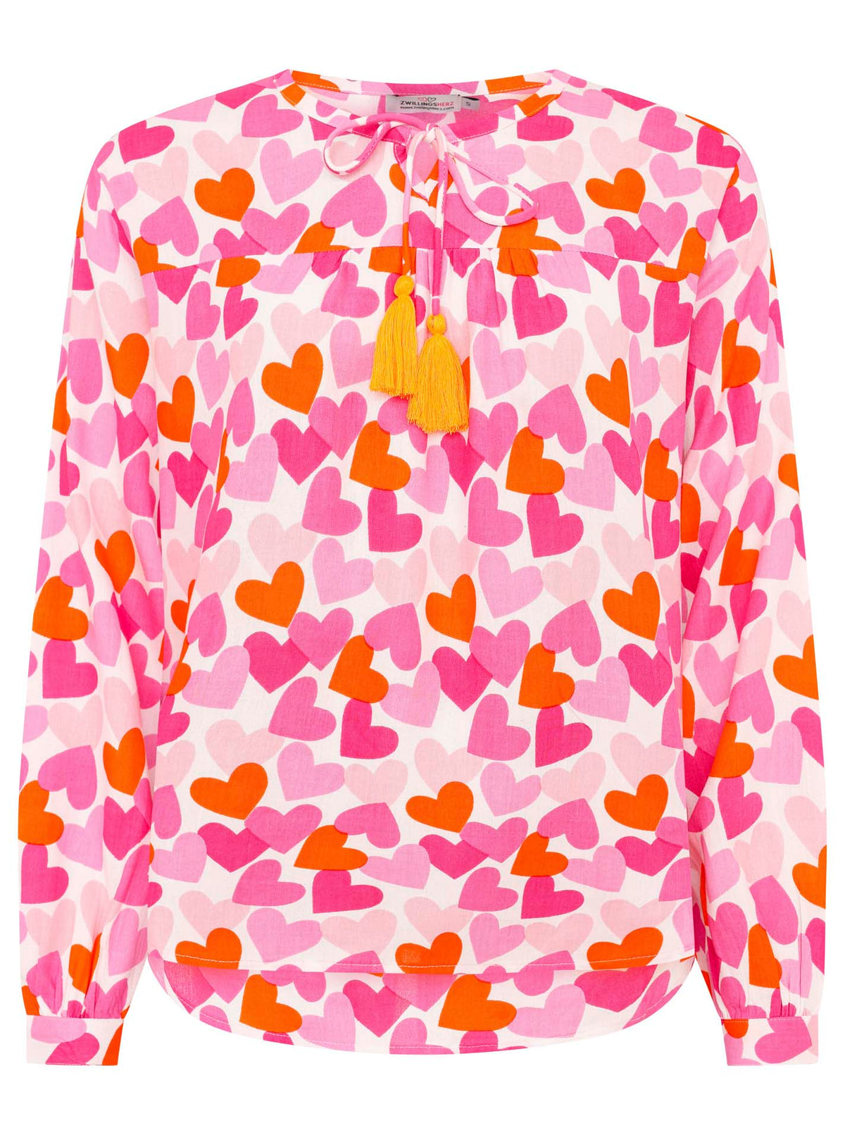 Zwillingsherz - Langarmbluse "Bunte Herzen" - Pink