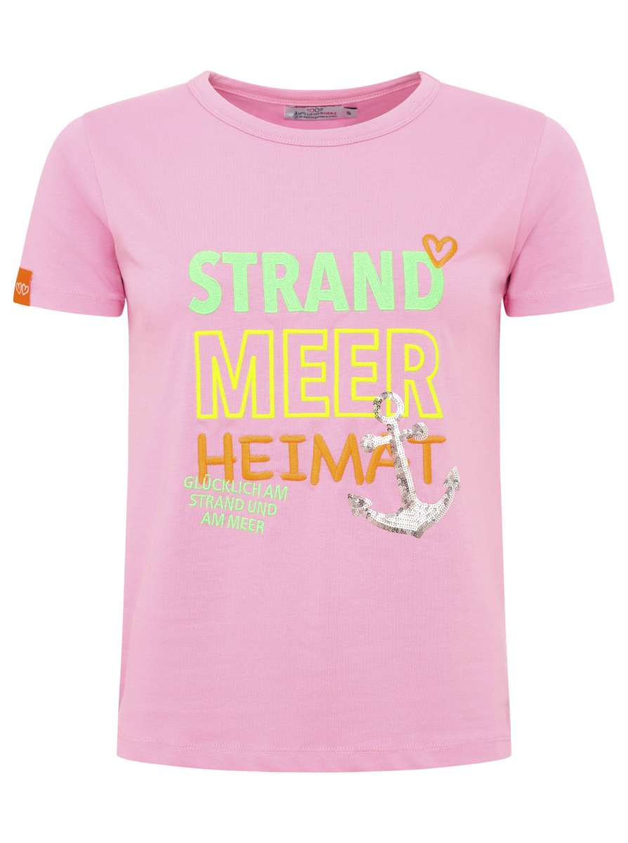 Zwillingsherz - T-Shirt Neu "Strand Meer Heimat" - Pink