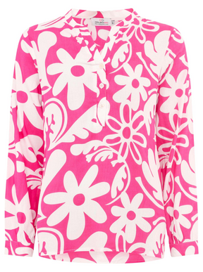Zwillingsherz - Langarmbluse Flower Paradise - Pink/Weiß