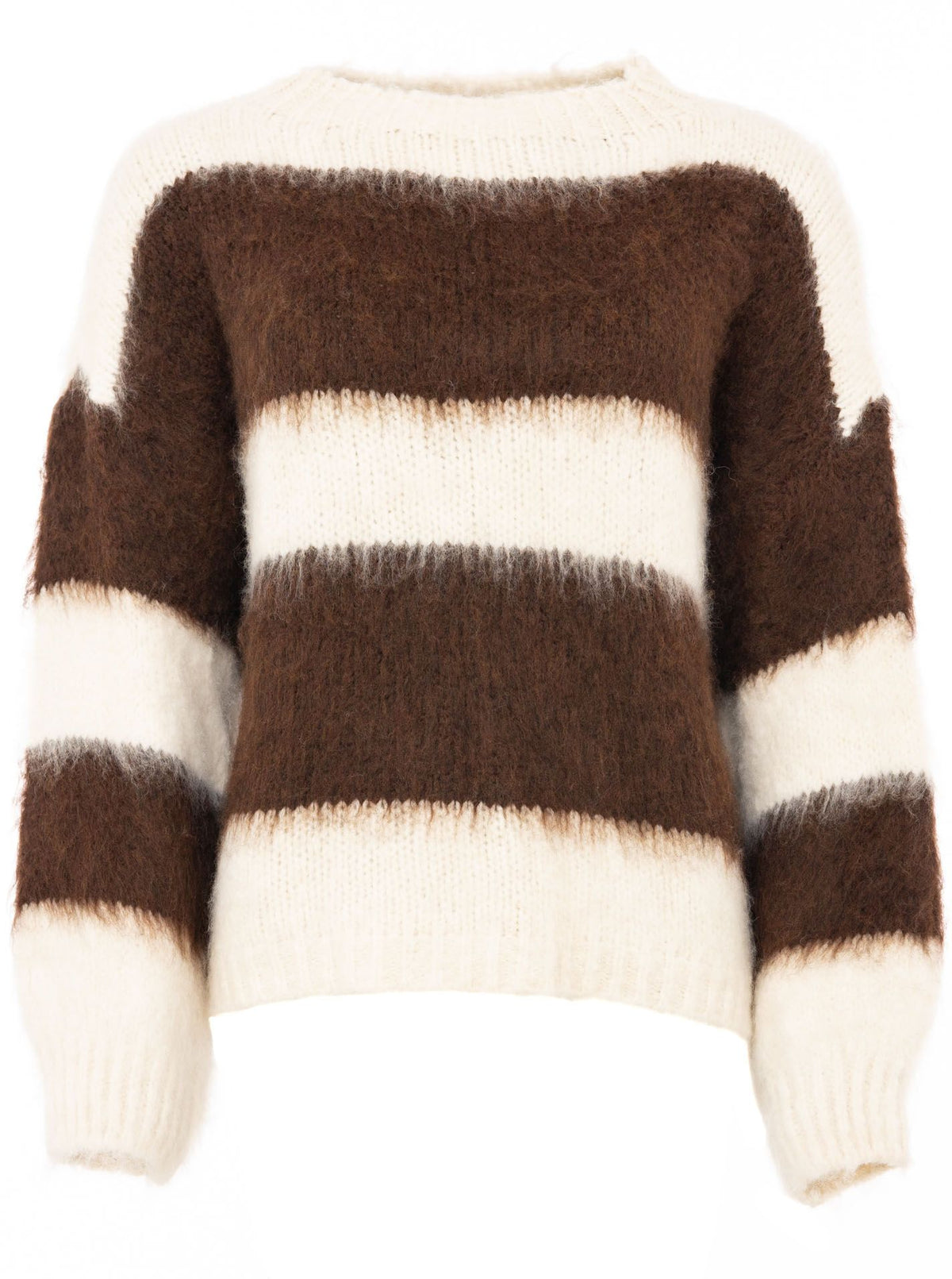 Zwillingsherz Weicher Oversize Pullover mit Streifen - Braun