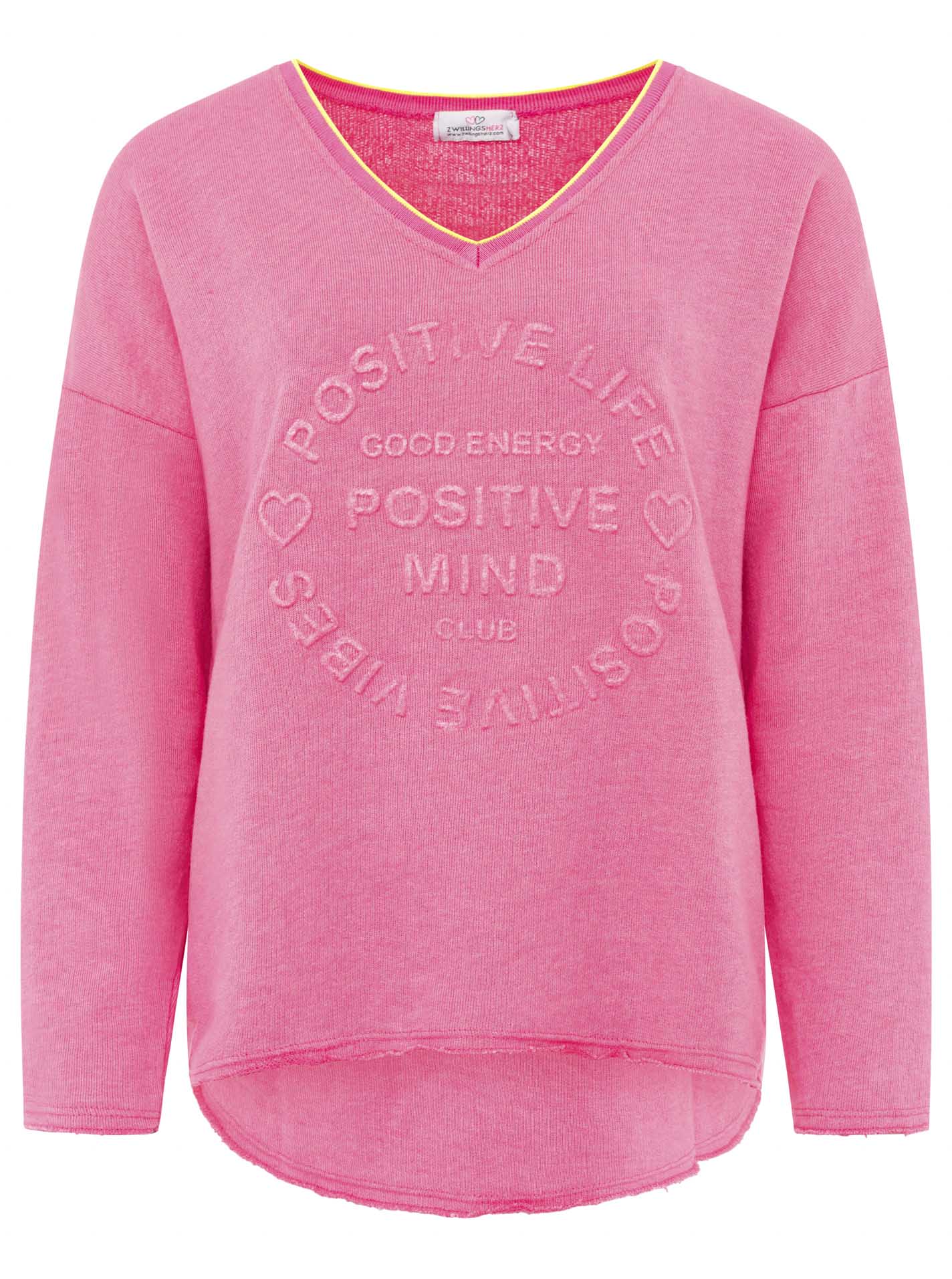 Zwillingsherz -  Sweatshirt "Positive Mind" Neonkante - Pink
