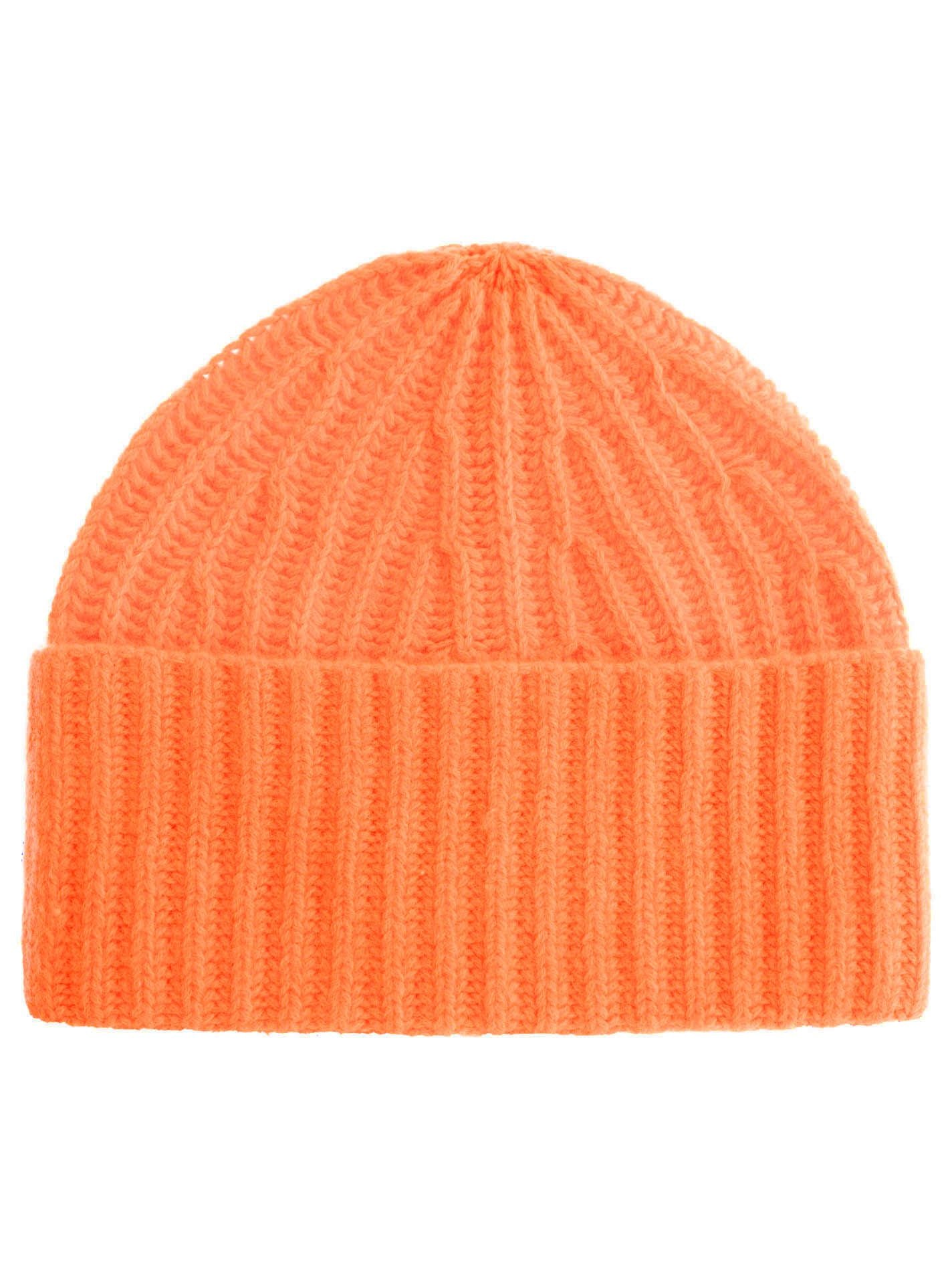 Zwillingsherz - Kaschmir Mütze "Grobstrick" (100% Cashmere) - Orange