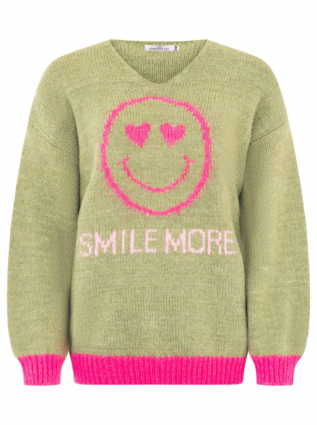 Zwillingsherz Pullover Wollmix Smile More - Olive