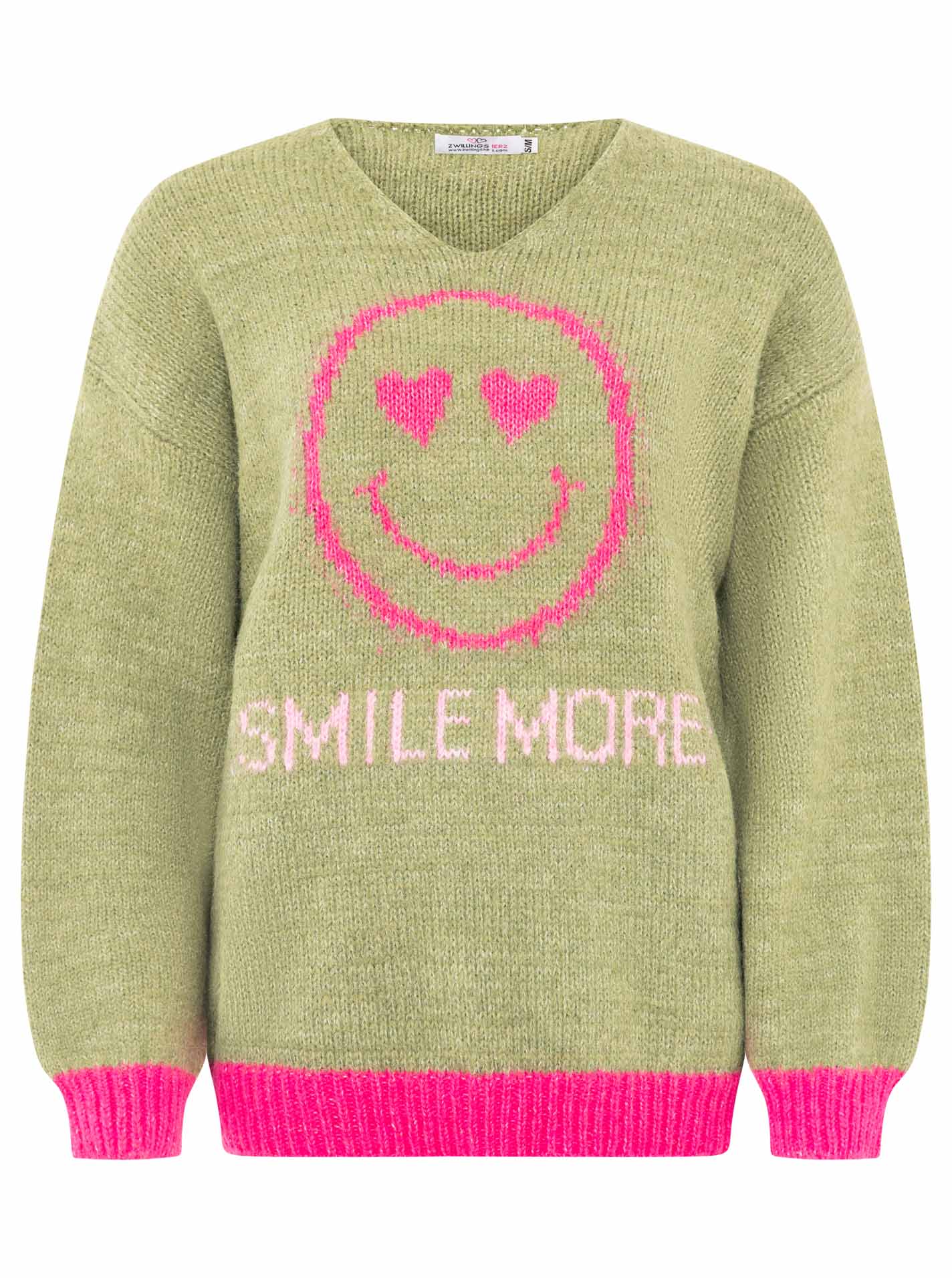 Zwillingsherz Pullover Wollmix Smile More - Olive