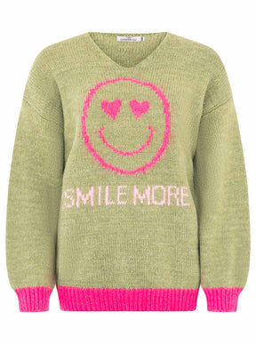 Zwillingsherz Pullover Wollmix Smile More - Olive