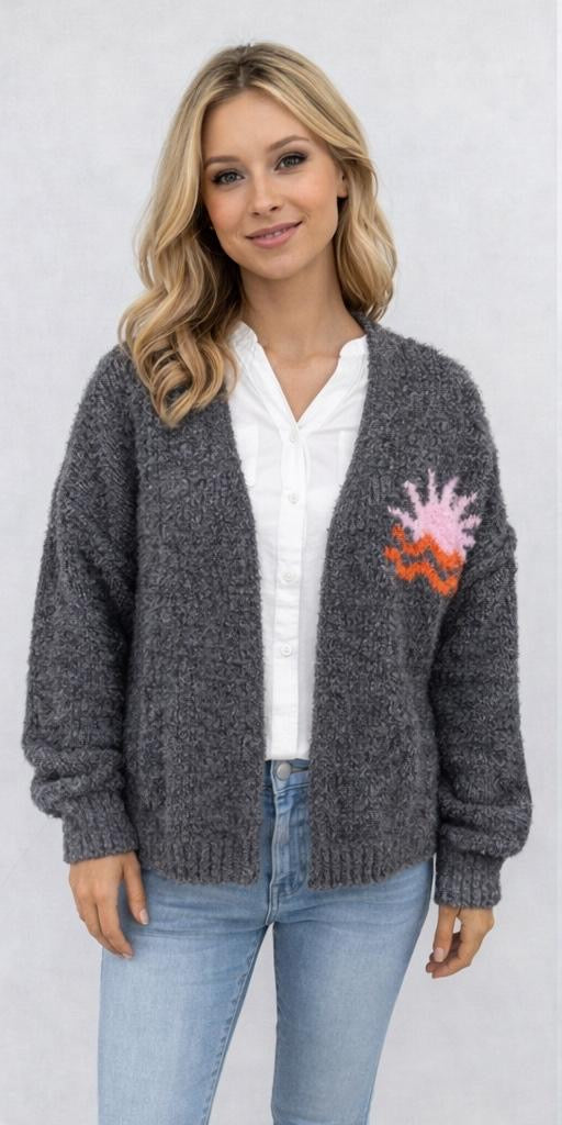 Cardigan "St Tropez" - Made in Italy - Anthrazit