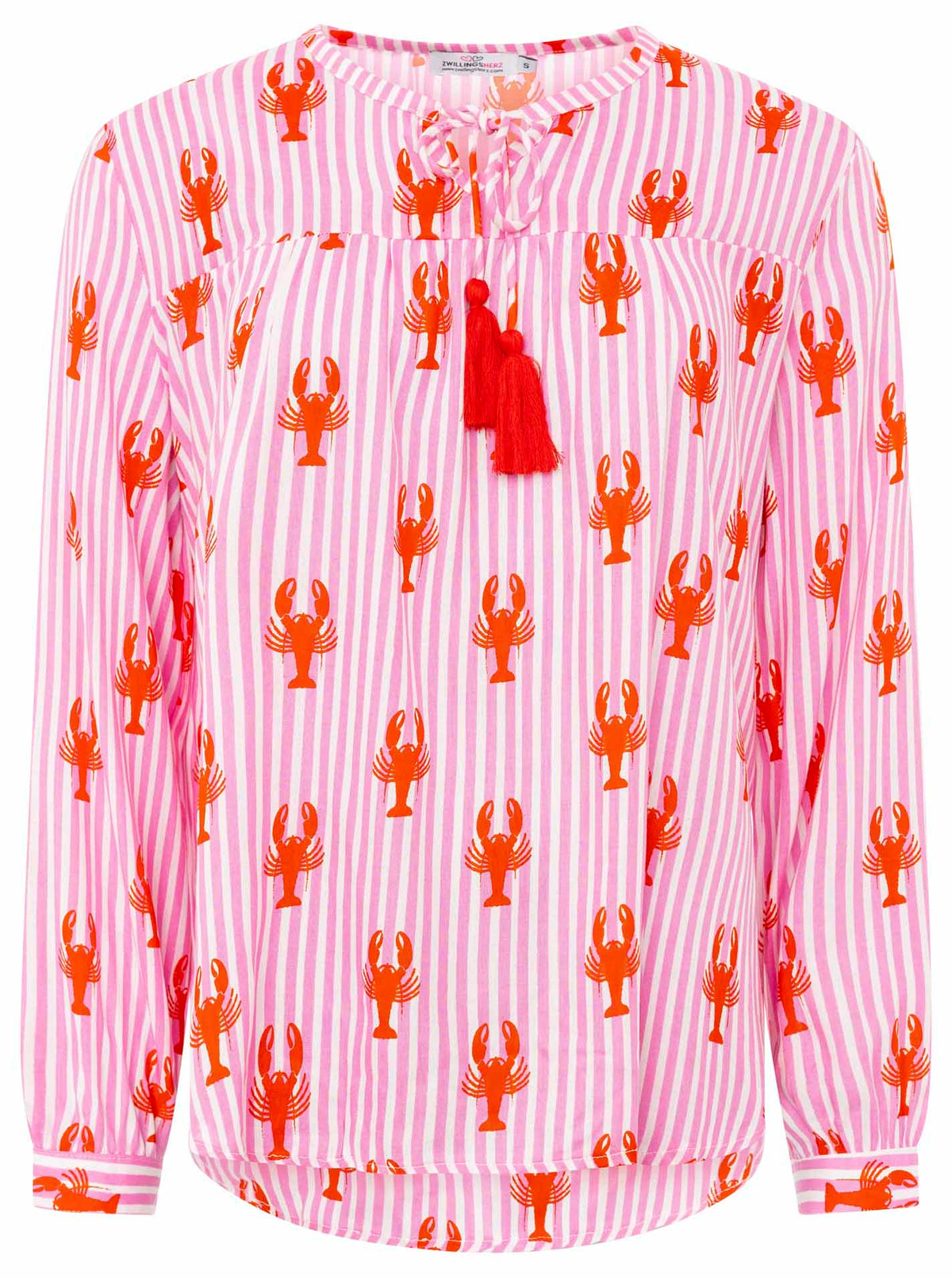 Zwillingsherz - Langarmbluse "Lobster Zweifarbig" - Rosa/Pink