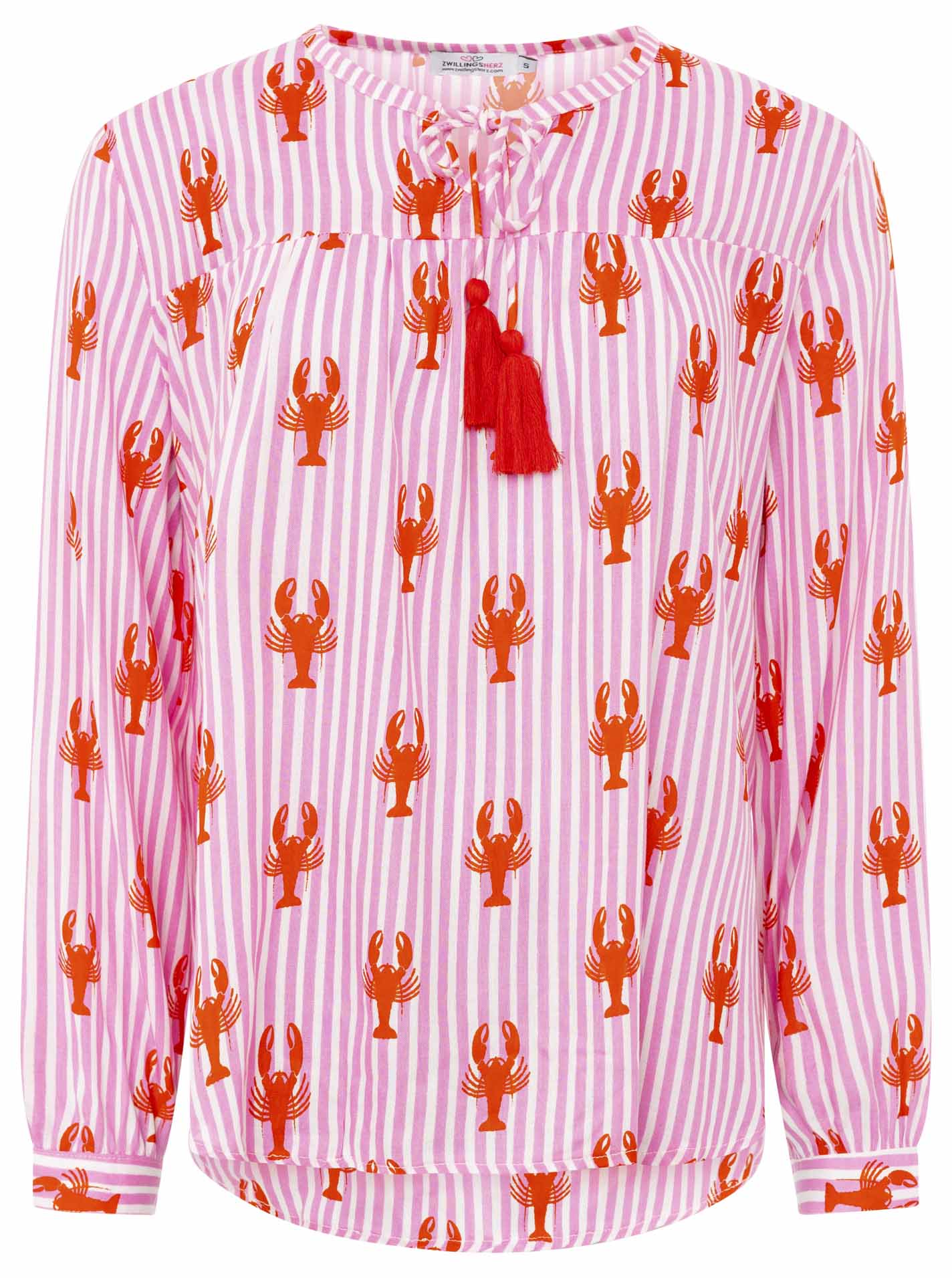 Zwillingsherz - Langarmbluse "Lobster Zweifarbig" - Rosa/Pink