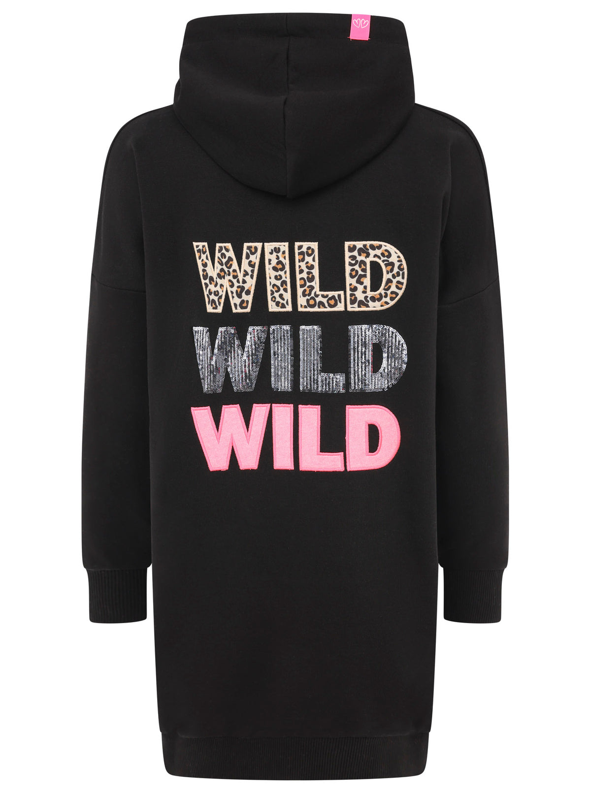 Zwillingsherz - Hoodiekleid "Wild Love" - Schwarz/Pink