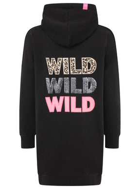 Zwillingsherz - Hoodiekleid "Wild Love" - Schwarz/Pink