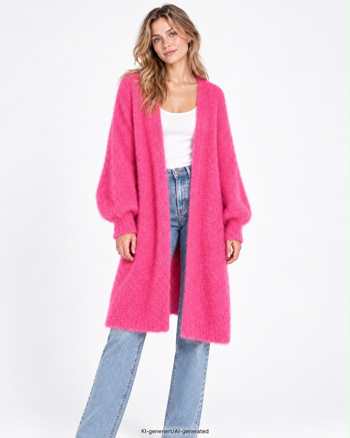 Langer Oversized Cardigan aus hochwertigem Kid Mohair - Pink