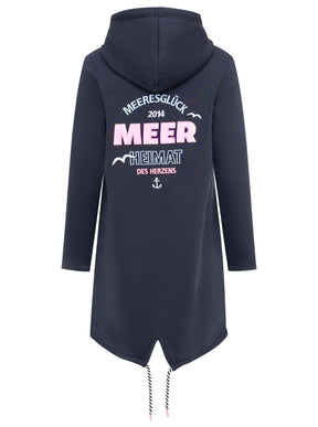 Zwillingsherz - Kapuzen-Sweatjacke Hoodiemantel "Moin Meer Glück - Heimat" - Dunkelblau (NEU)