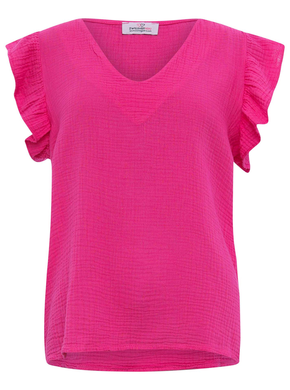 Zwillingsherz - Musselin Bluse Rüschen - Pink