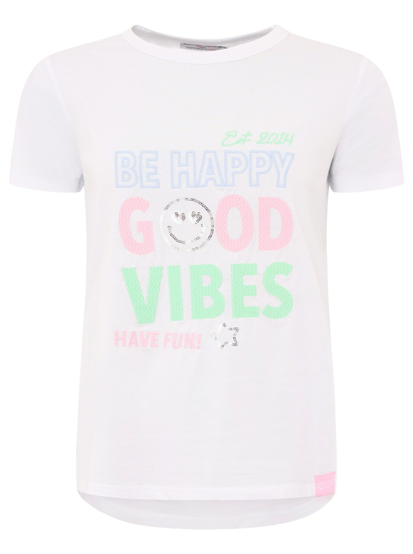 Zwillingsherz - T-Shirt "Be Happy" - Weiß