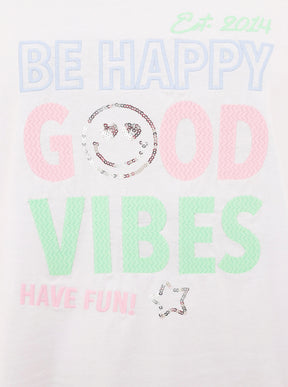 Zwillingsherz - T-Shirt "Be Happy" - Weiß