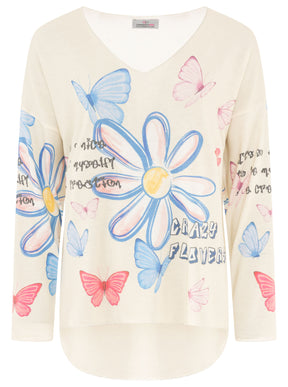 Zwillingsherz - Sweatshirt "Crazy Flower" - Creme