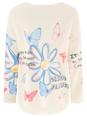 Zwillingsherz - Sweatshirt "Crazy Flower" - Creme