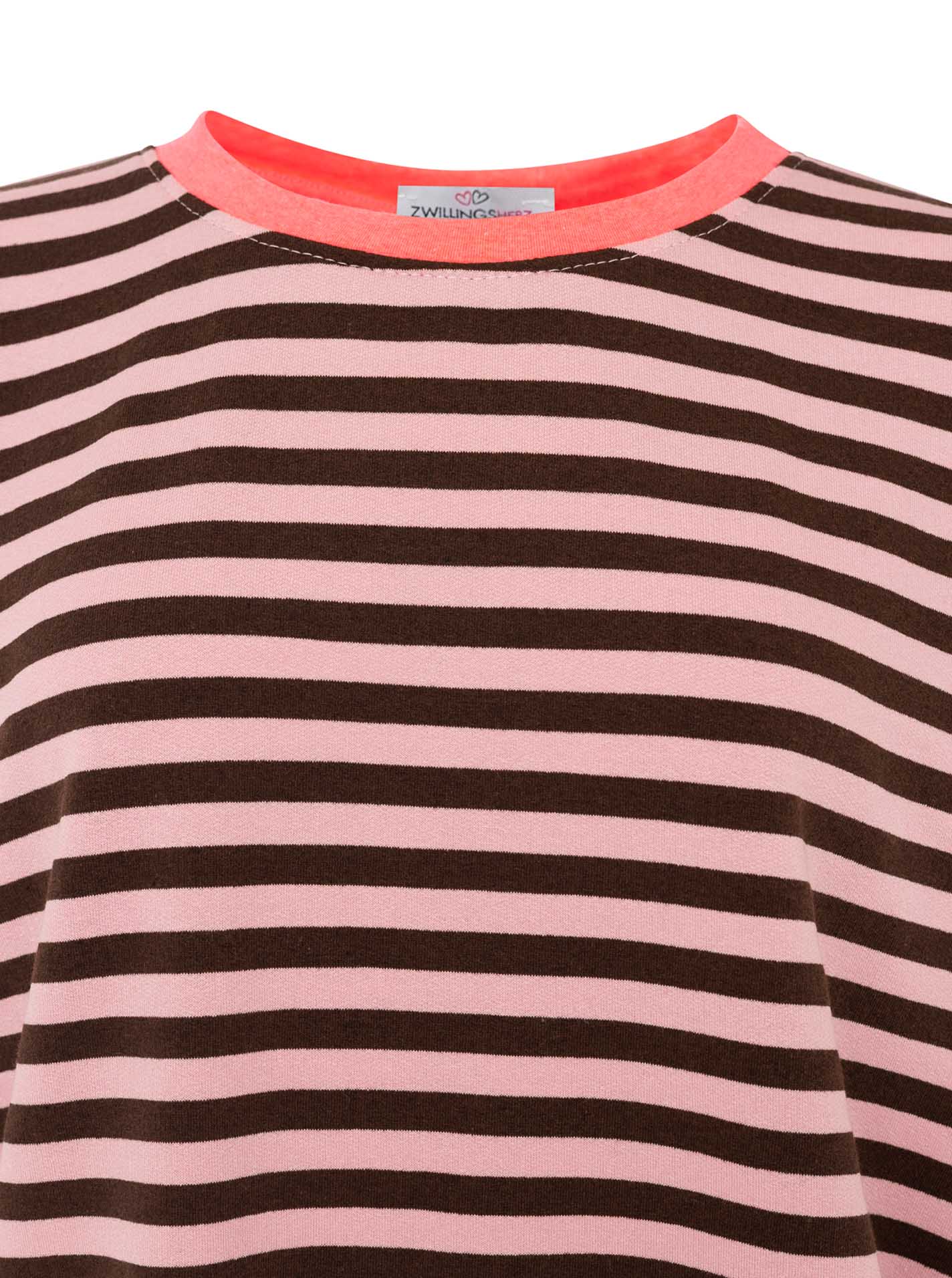 Zwillingsherz - Oversize Shirt "Neon Streifen" - Braun