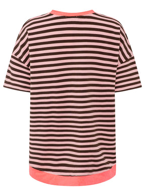 Zwillingsherz - Oversize Shirt "Neon Streifen" - Braun