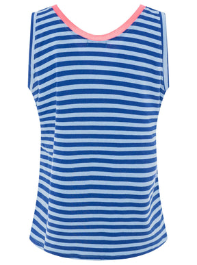 Zwillingsherz - Oversize Sweat Tank Top "Neon Stripes" - Royalblau
