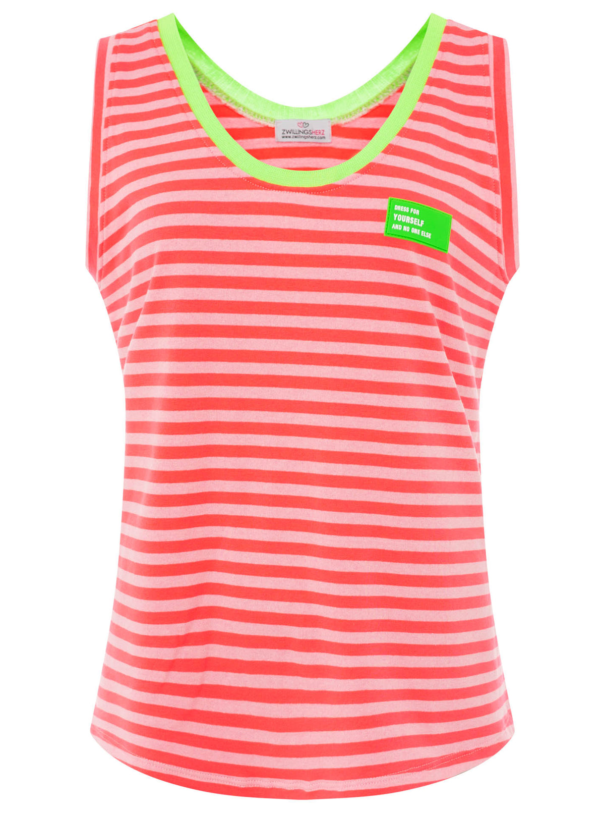 Zwillingsherz - Oversize Sweat Tank Top "Neon Stripes" - Pink