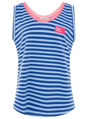 Zwillingsherz - Oversize Sweat Tank Top "Neon Stripes" - Royalblau