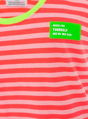 Zwillingsherz - Oversize Sweat Tank Top "Neon Stripes" - Pink