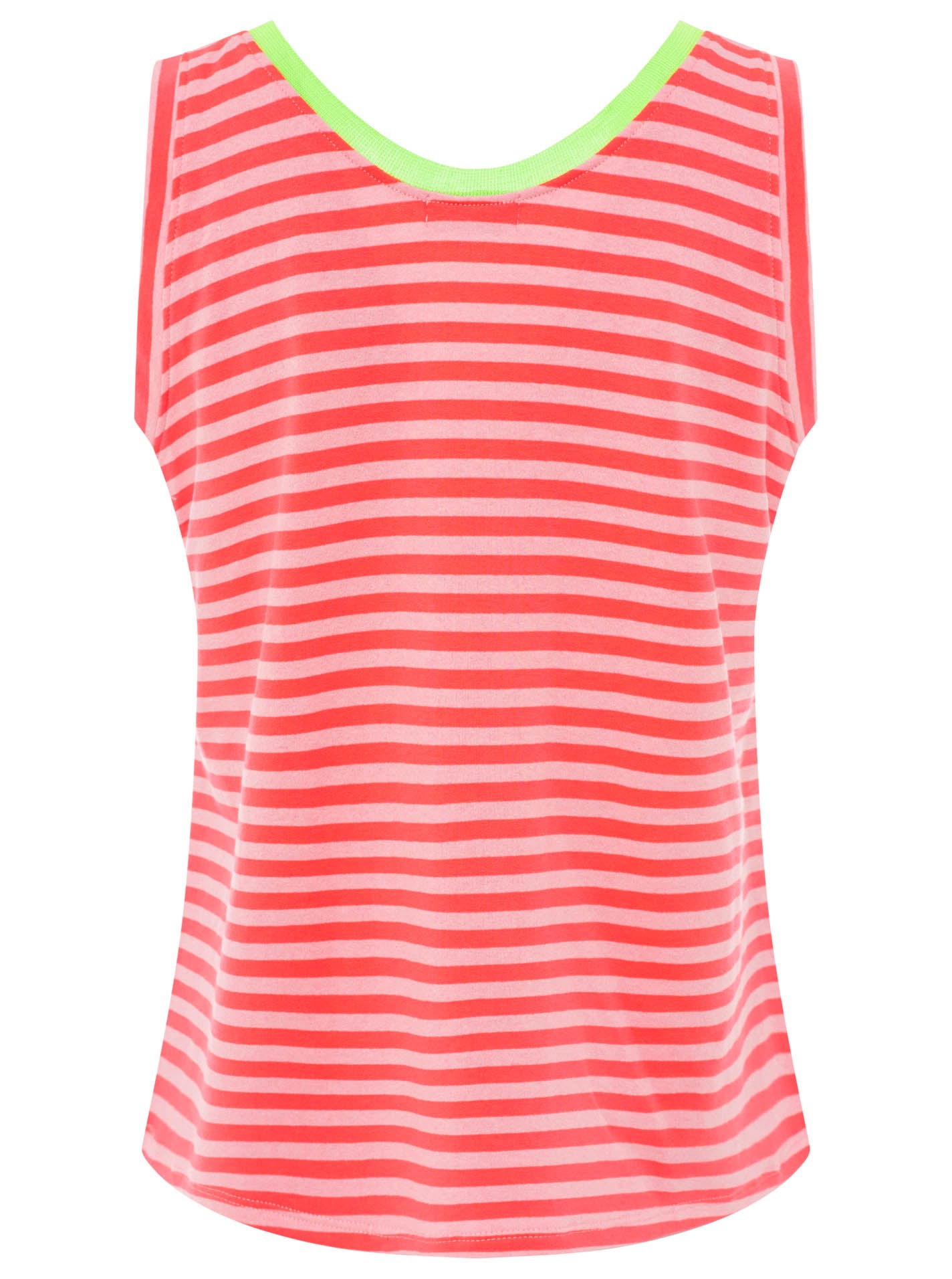 Zwillingsherz - Oversize Sweat Tank Top "Neon Stripes" - Pink