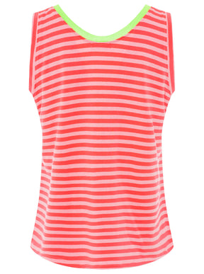 Zwillingsherz - Oversize Sweat Tank Top "Neon Stripes" - Pink