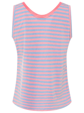 Zwillingsherz - Oversize Sweat Tank Top "Neon Stripes" - Hellblau